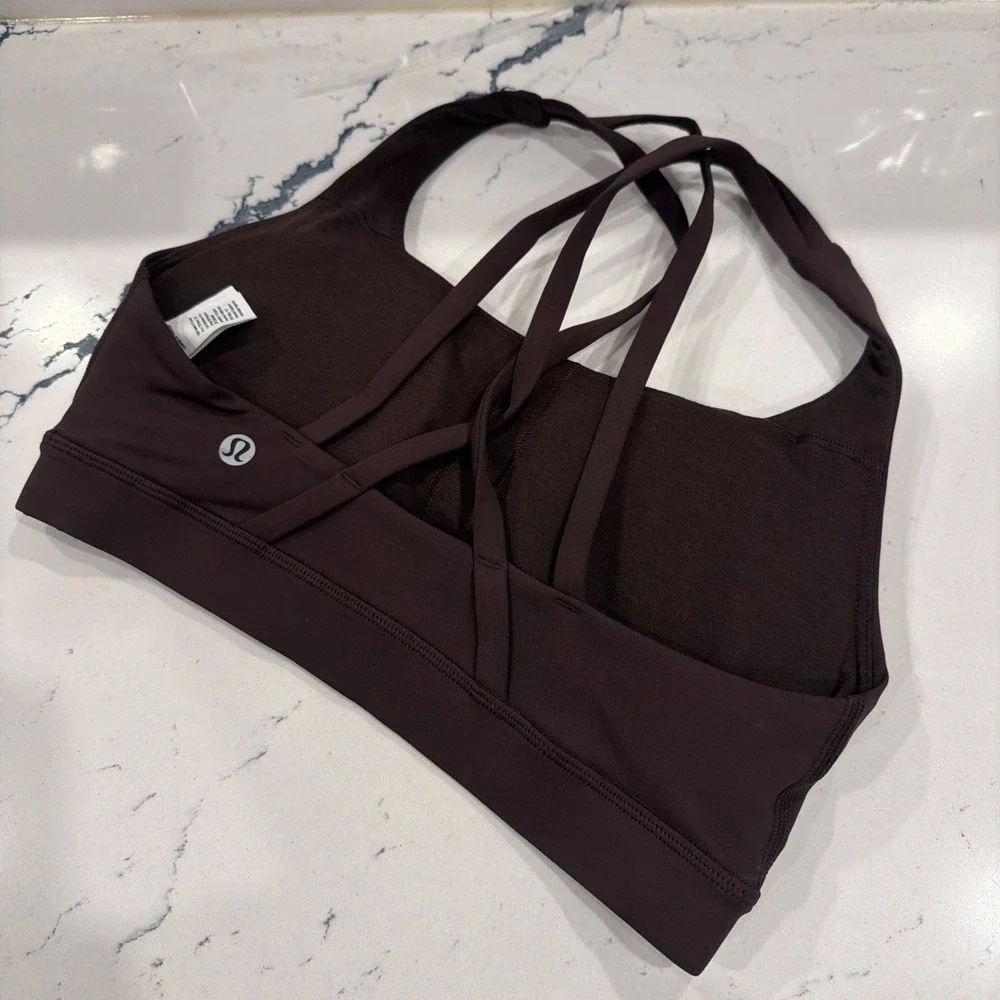NEW Lululemon x Peloton‎ Sports Bra 4 Brown Energy Bra Medium Support
